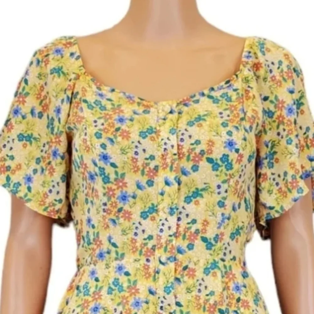 Sienna SKY short sleeve yellow floral mini Dress